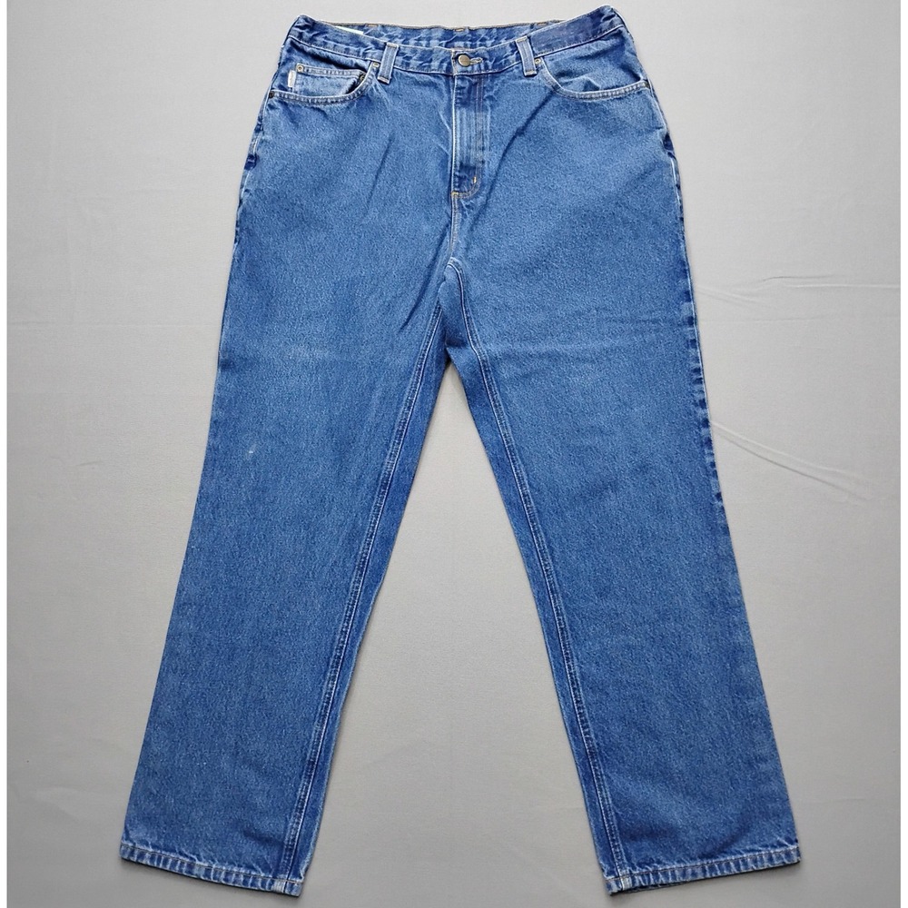 Carhartt Relaxed Fit Jeans Mens 36x32 Blue Denim Straight Leg Work Pants 381-83